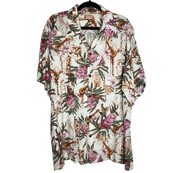 Go Barefoot Other - Go Barefoot‎ Vintage Hawaiian Shirt Mens 2XL Floral Ukulele Vacation Made in USA